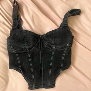 Black Denim Bustier Top Zara